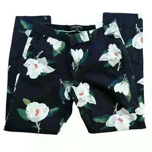 Banana Republic Black White Floral Ryan Fit Straight Dress Pants Size 6